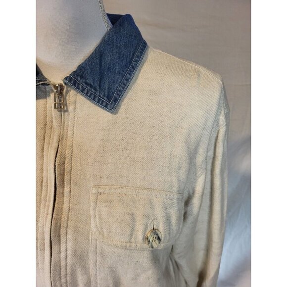 Lemon Grass‎ Size Small Full Zip Collared Beige Linen Blend Top - Picture 2 of 7